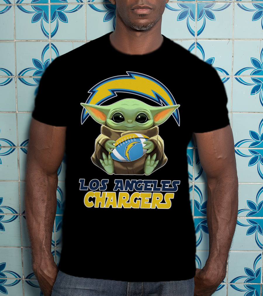 Los Angeles Chargers Baby Yoda Football T-Shirt