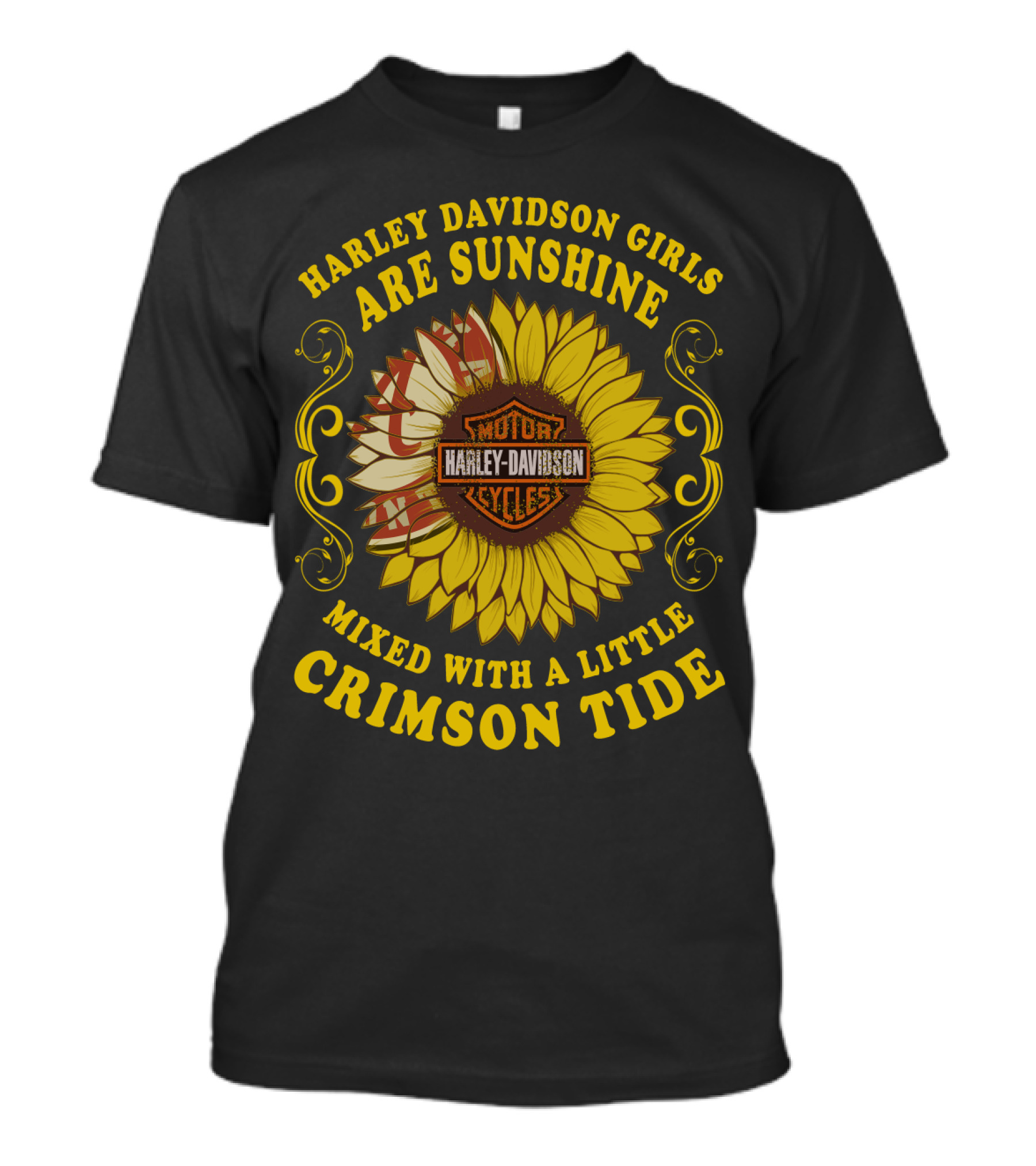 Harley Davidson Girls Are Sunshine Mixed With A Little Crimson Tide T-Shirt