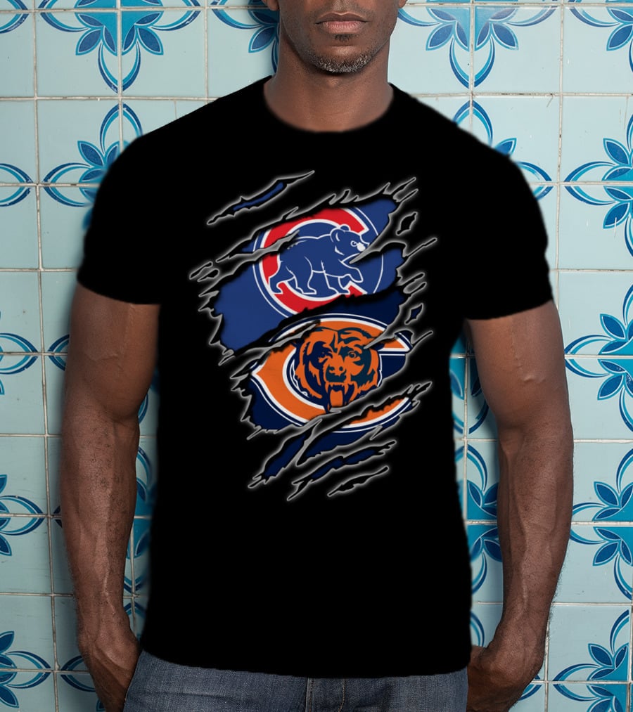 Chicago Bears And Cubs Fan Crossover Claw Marks T-Shirt