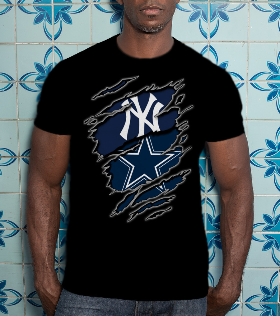 Ny Yankees Dallas Cowboys Fan Pride Fusion T-Shirt