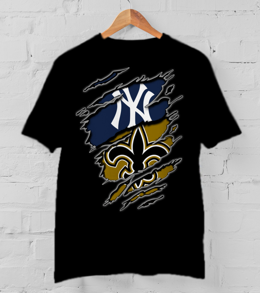 Yankees New York Saints New Orleans Fan Crossover T-Shirt