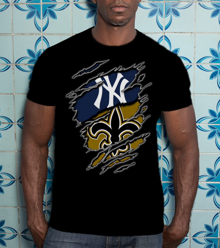 Yankees New York Saints New Orleans Fan Crossover T-Shirt