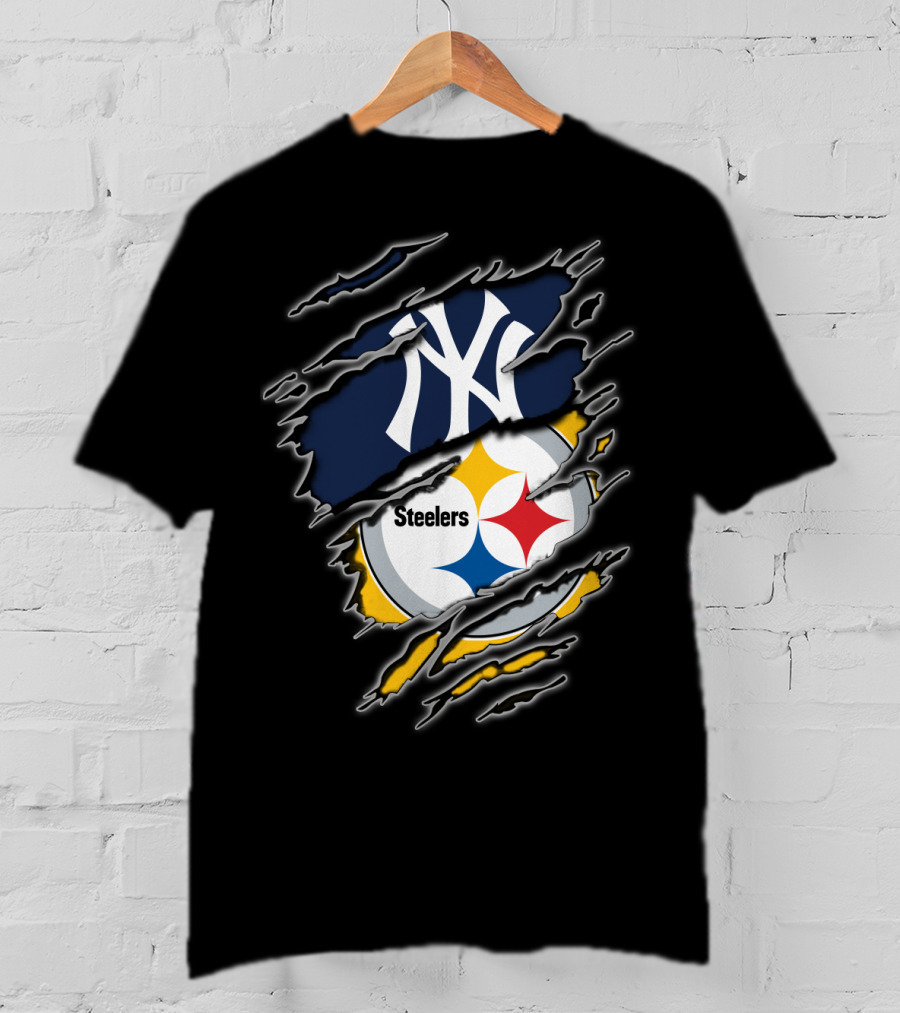 Yankees Steelers Fans Iconic Sports Logos T-Shirt
