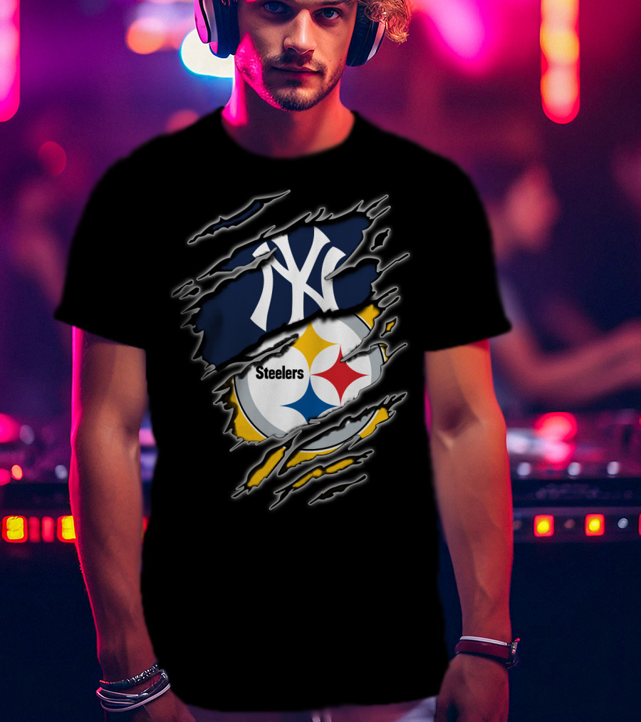 Yankees Steelers Fans Iconic Sports Logos T-Shirt