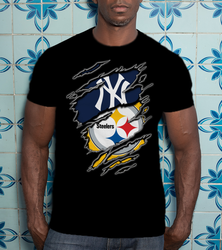 Yankees Steelers Fans Iconic Sports Logos T-Shirt