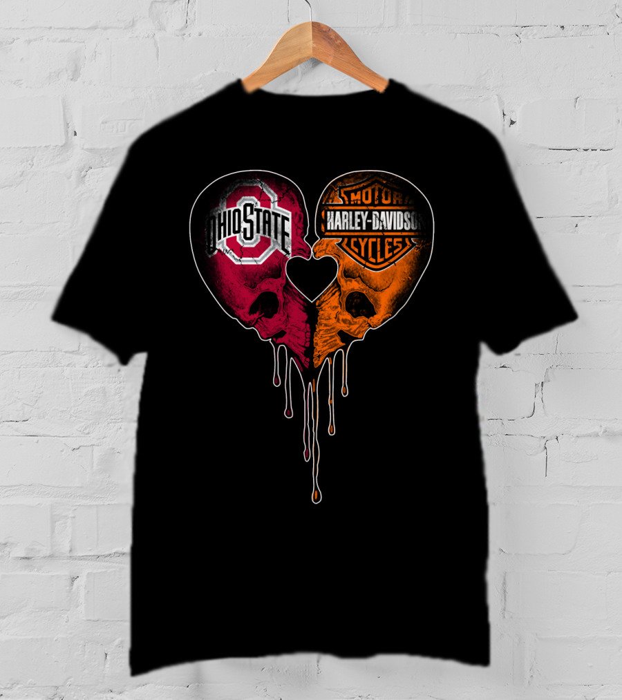 Ohio State Harley Davidson Skull Heart T-Shirt