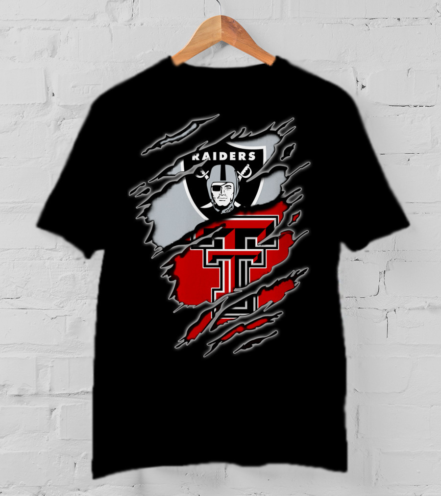 Las Vegas Raiders And Texas Tech Red Raiders Dual Fan Pride T-Shirt