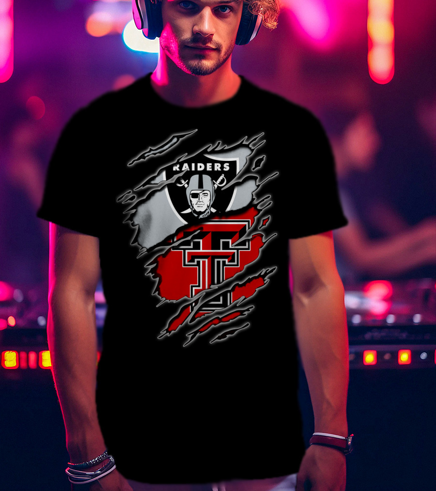 Las Vegas Raiders And Texas Tech Red Raiders Dual Fan Pride T-Shirt