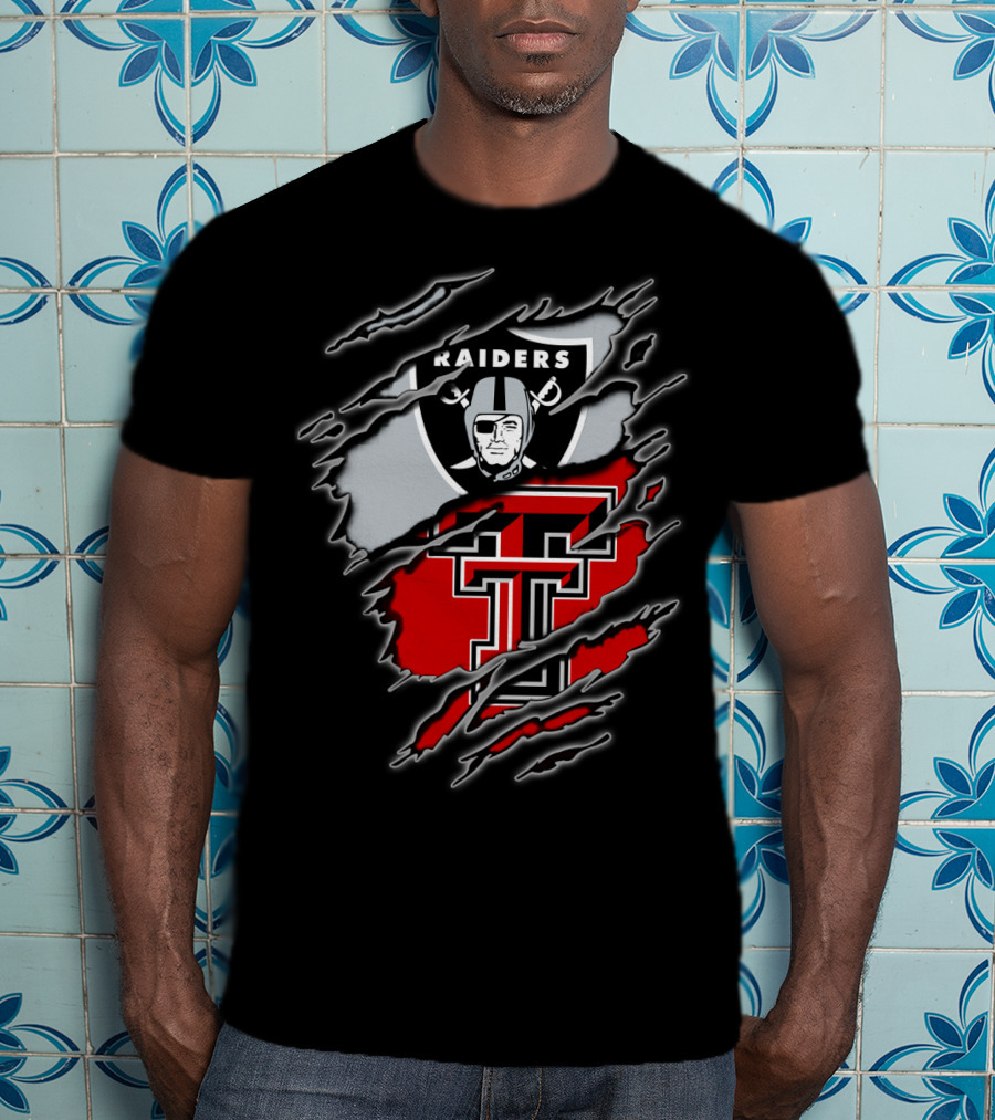 Las Vegas Raiders And Texas Tech Red Raiders Dual Fan Pride T-Shirt