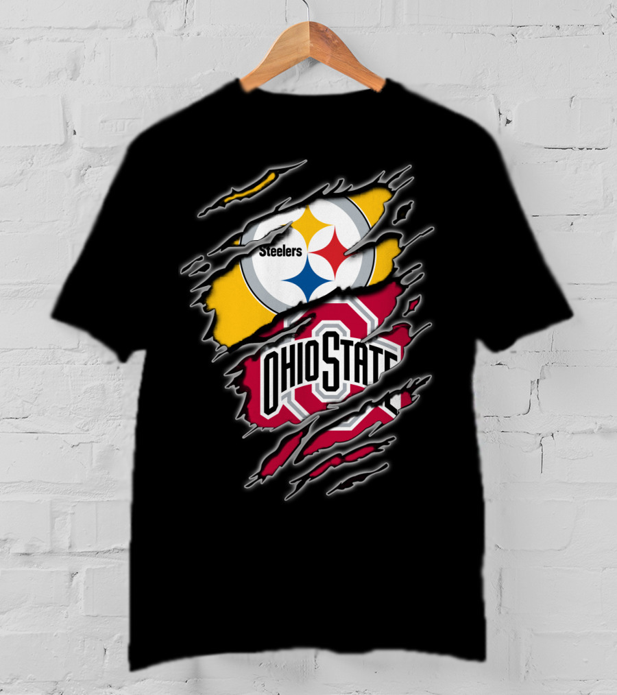 Steelers Ohio State Fan Crossover Claw Marks T-Shirt