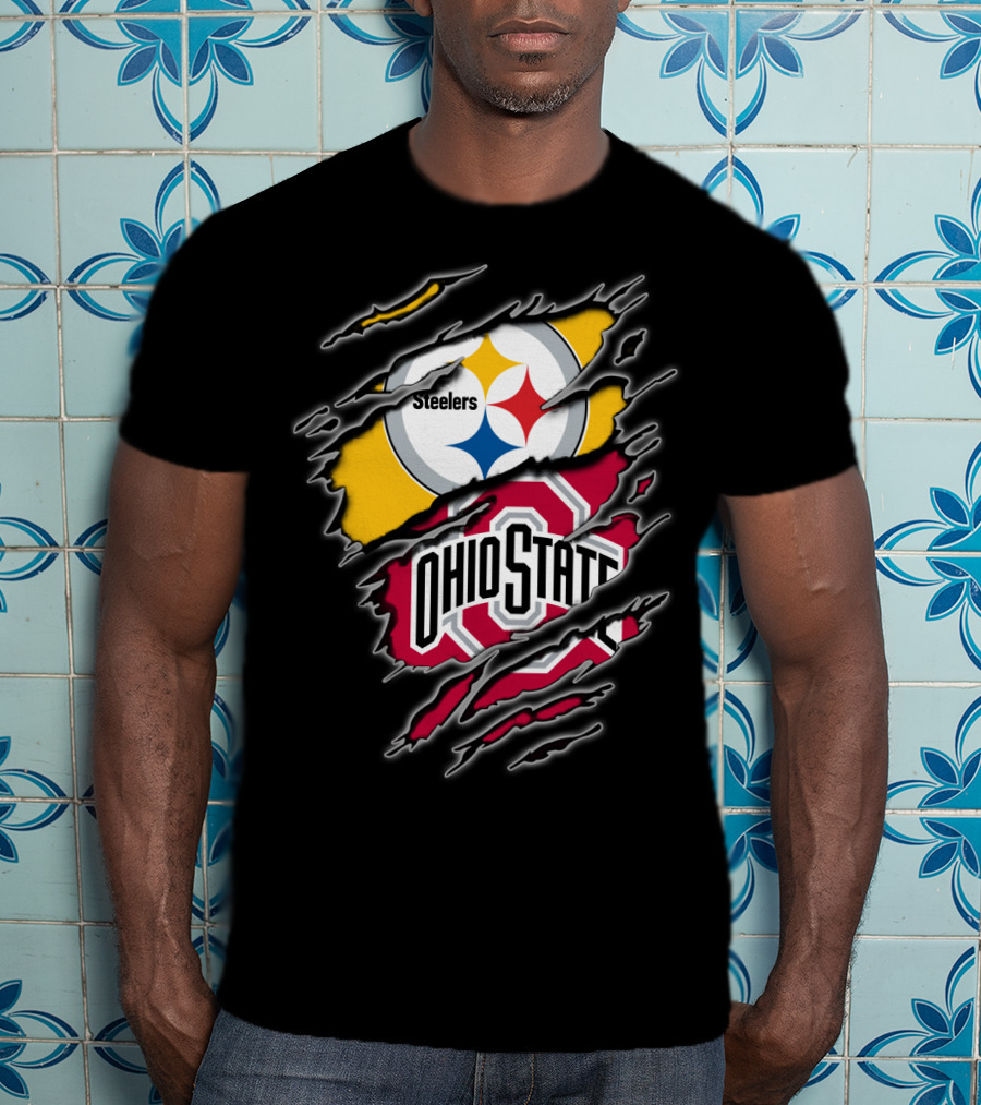 Steelers Ohio State Fan Crossover Claw Marks T-Shirt