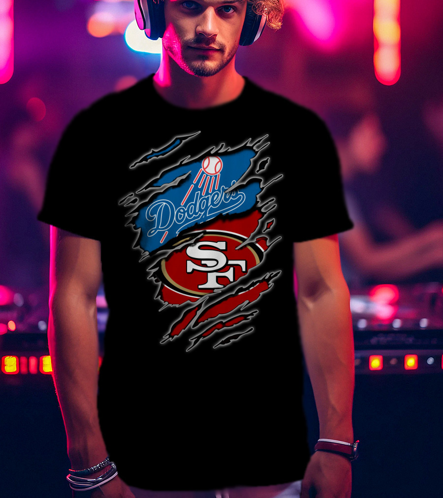 Dodgers Sf Football Baseball Fan Crossover T-Shirt