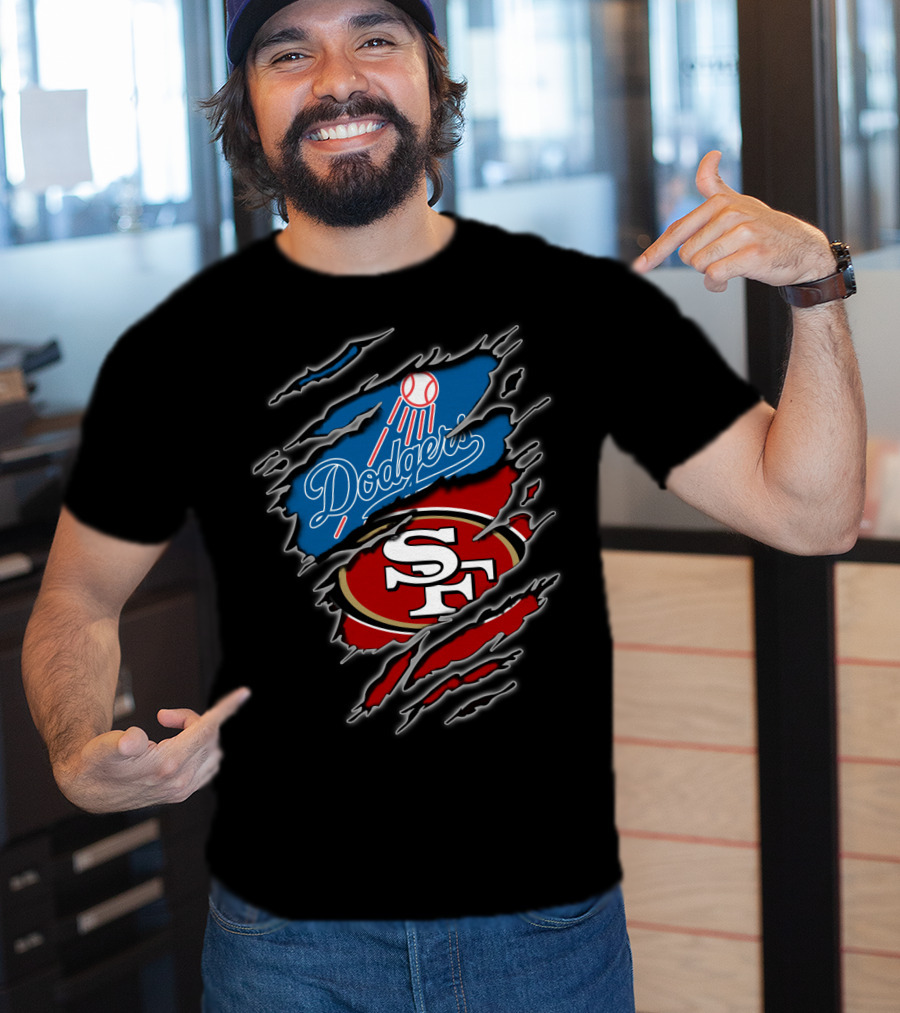 Dodgers Sf Football Baseball Fan Crossover T-Shirt