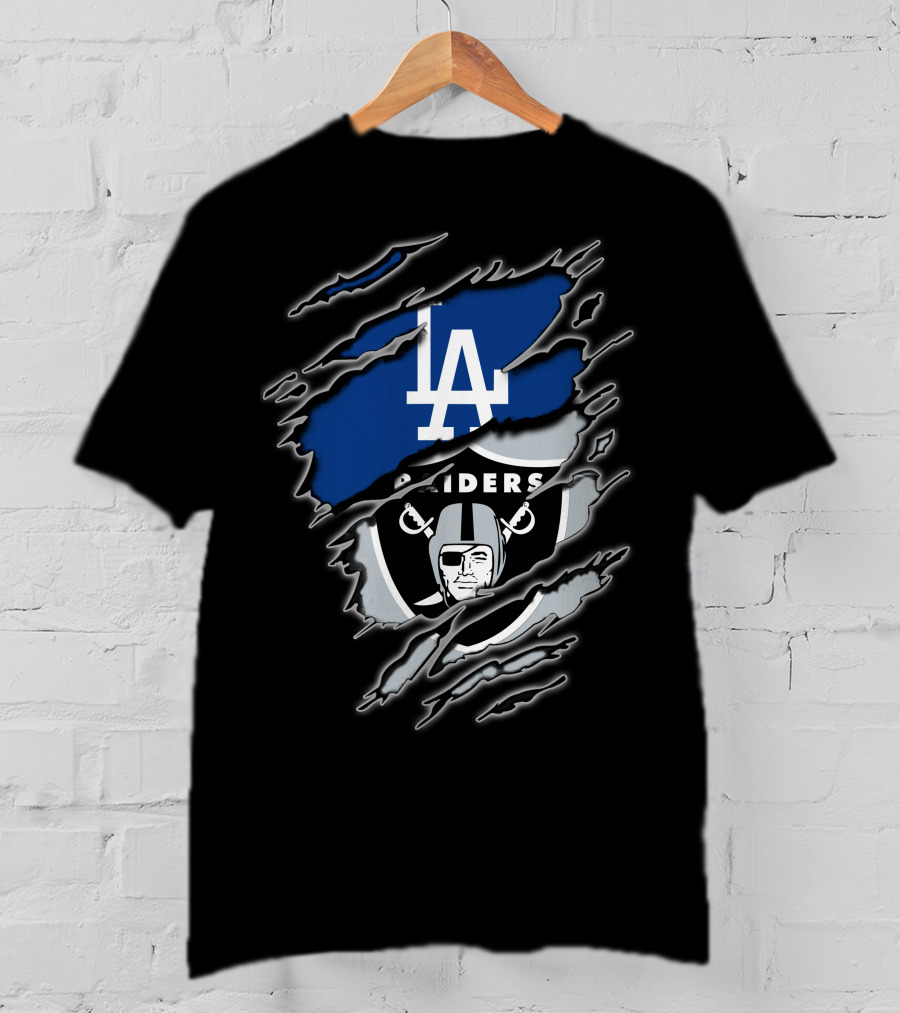 Los Angeles Dodgers Raiders Fan Mashup T-Shirt