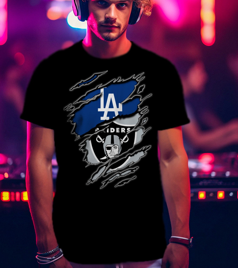 Los Angeles Dodgers Raiders Fan Mashup T-Shirt