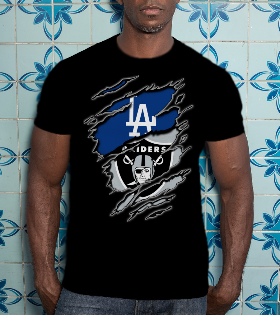 Los Angeles Dodgers Raiders Fan Mashup T-Shirt