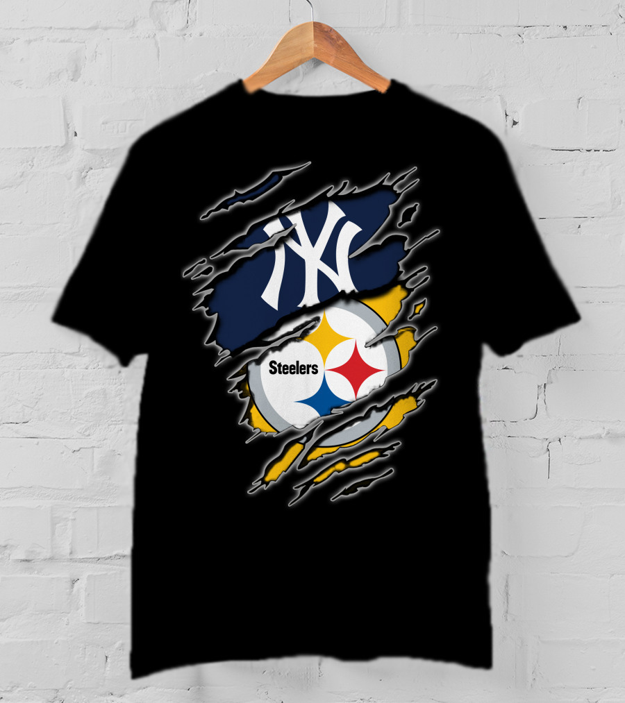 New York Yankees Pittsburgh Steelers Fan Fusion T-Shirt