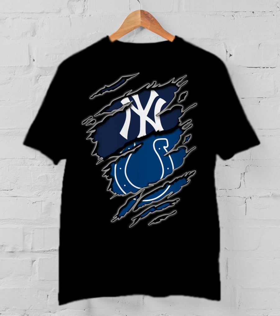 Yankees Colts Fan Crossover Claw Marks T-Shirt