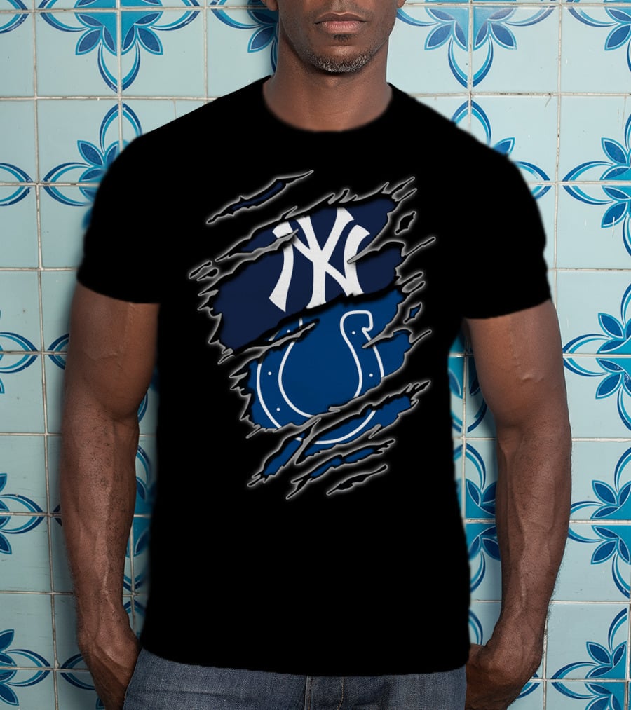 Yankees Colts Fan Crossover Claw Marks T-Shirt