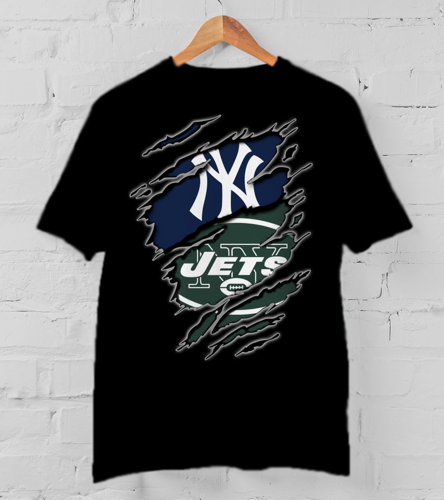 New York Yankees New York Jets Fan Dual Loyalty T-Shirt