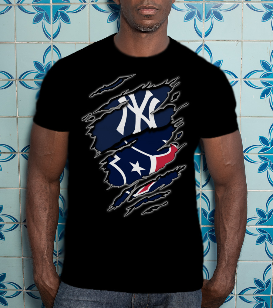 New York Yankees Houston Texans Fans T-Shirt