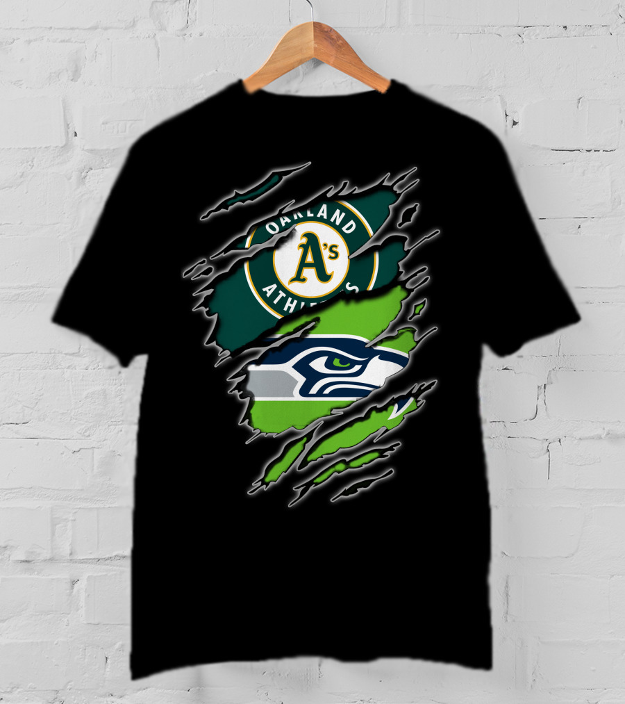 Oakland Athletics Seattle Seahawks Fan Crossover T-Shirt