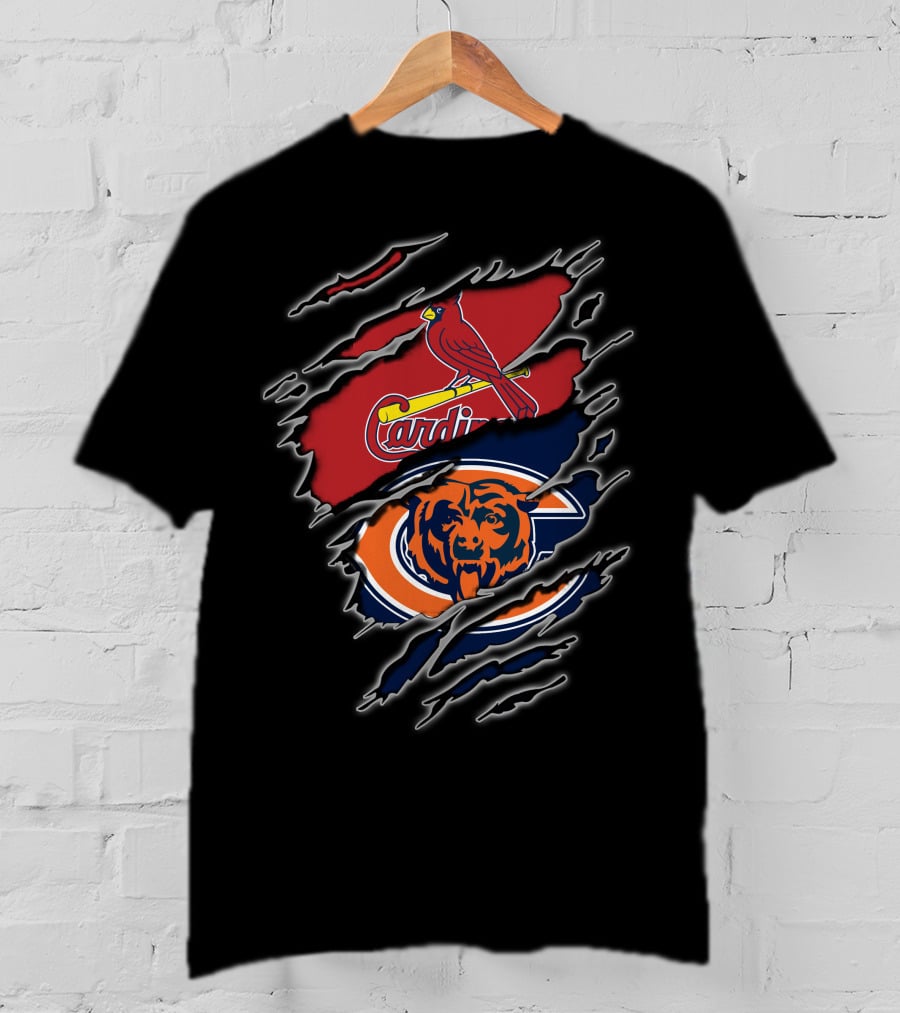 Cardinals Bears Fan Dual Loyalty Claw Marks T-Shirt