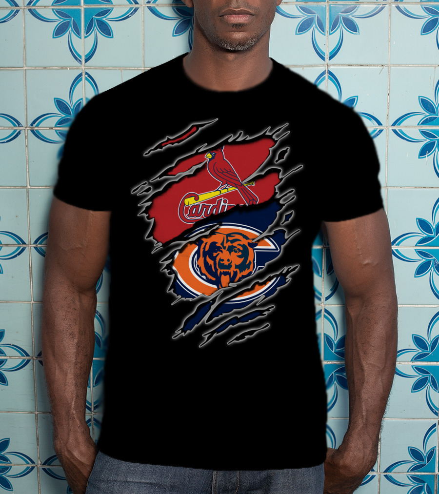 Cardinals Bears Fan Dual Loyalty Claw Marks T-Shirt