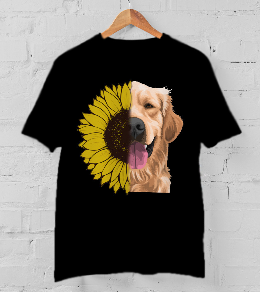 Golden Retriever And Sunflower Harmony T-Shirt