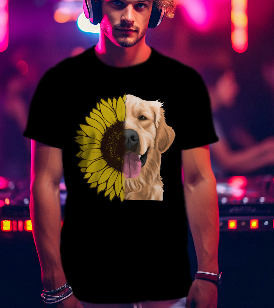 Golden Retriever And Sunflower Harmony T-Shirt