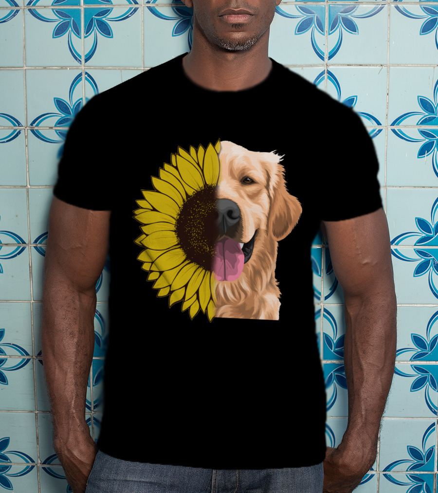 Golden Retriever And Sunflower Harmony T-Shirt