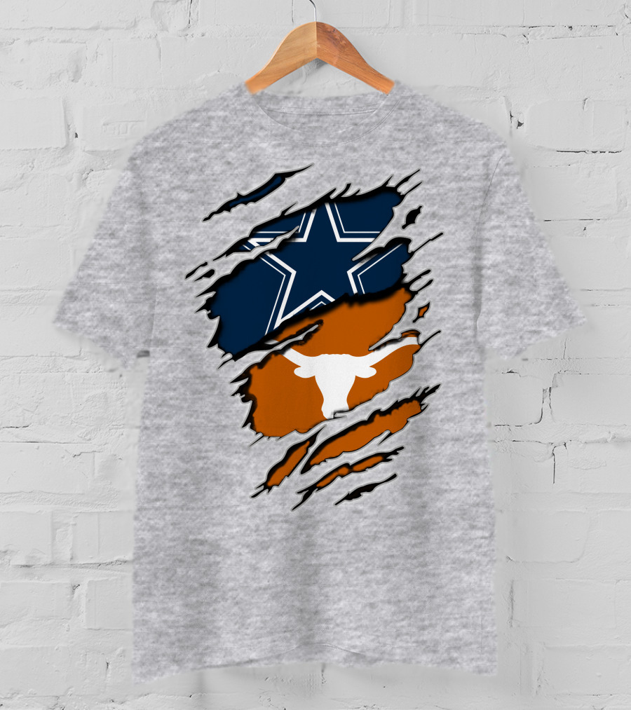 Cowboys Longhorns Star And Bull Texas Pride T-Shirt