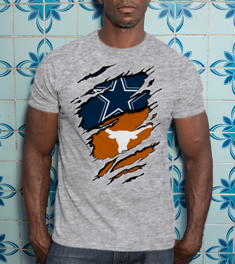 Cowboys Longhorns Star And Bull Texas Pride T-Shirt