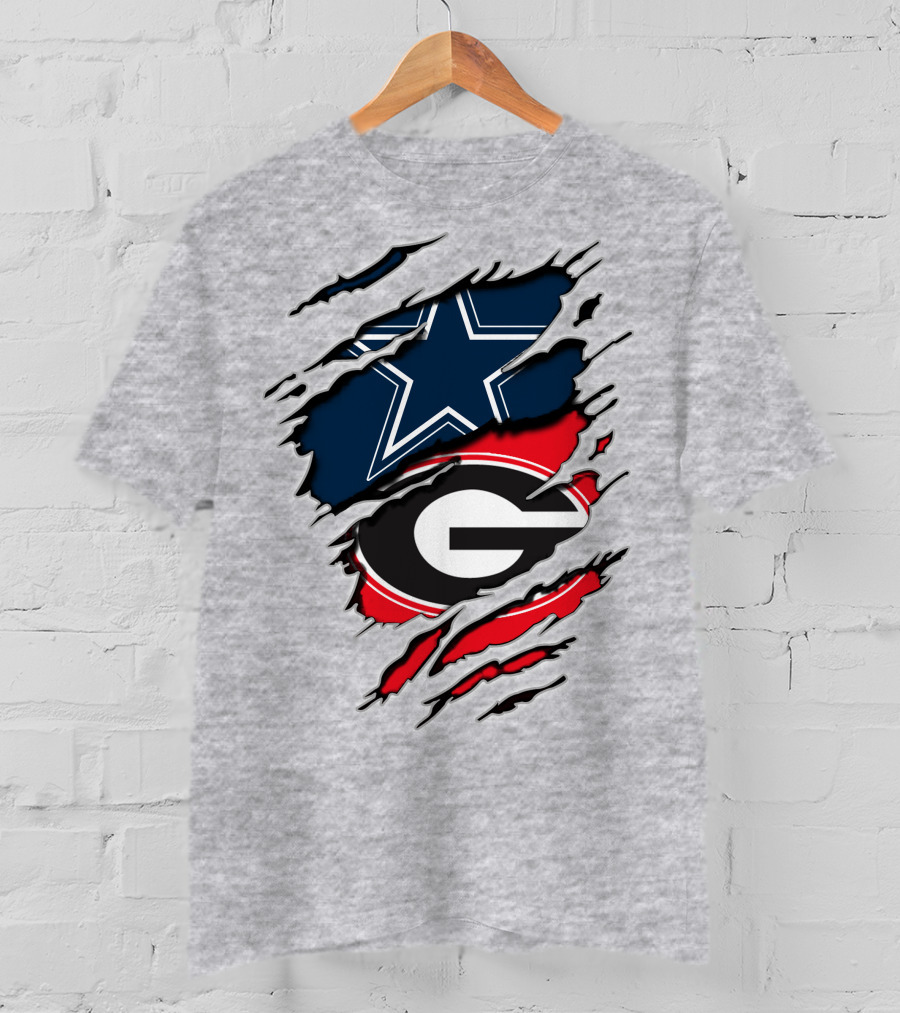 Dallas Cowboys Georgia Bulldogs Torn Flag T-Shirt