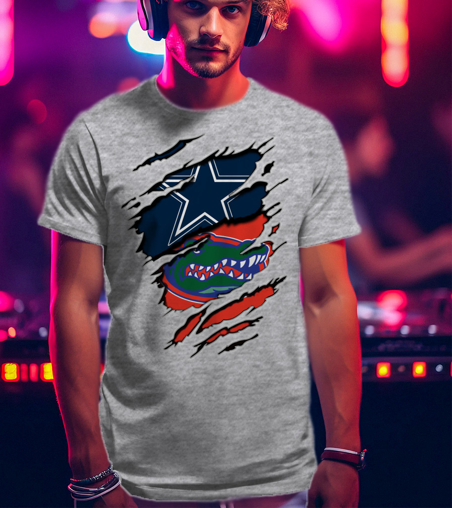 Dallas Cowboys Florida Gators Nfl College Football Mashup T-Shirt