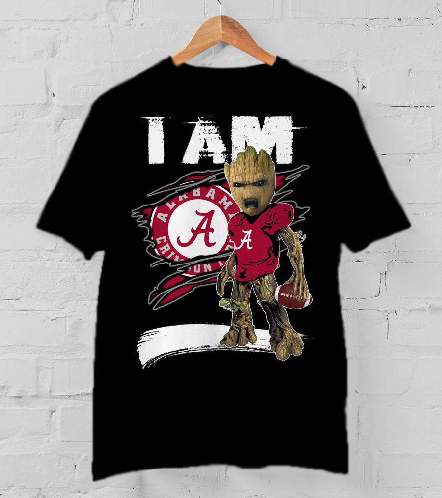 I Am Alabama Crimson Tide Football Fan Groot T-Shirt