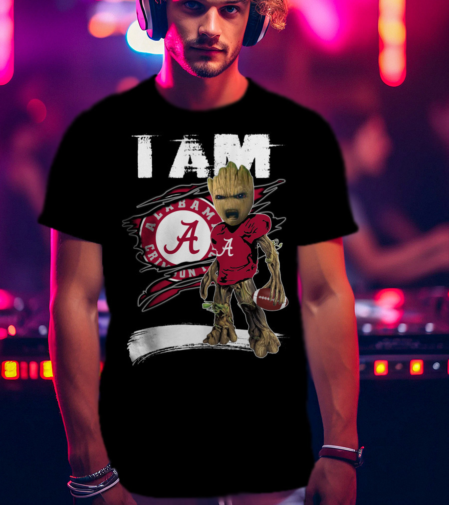 I Am Alabama Crimson Tide Football Fan Groot T-Shirt