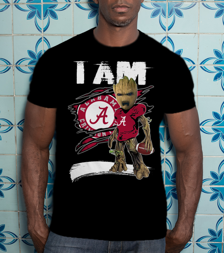 I Am Alabama Crimson Tide Football Fan Groot T-Shirt