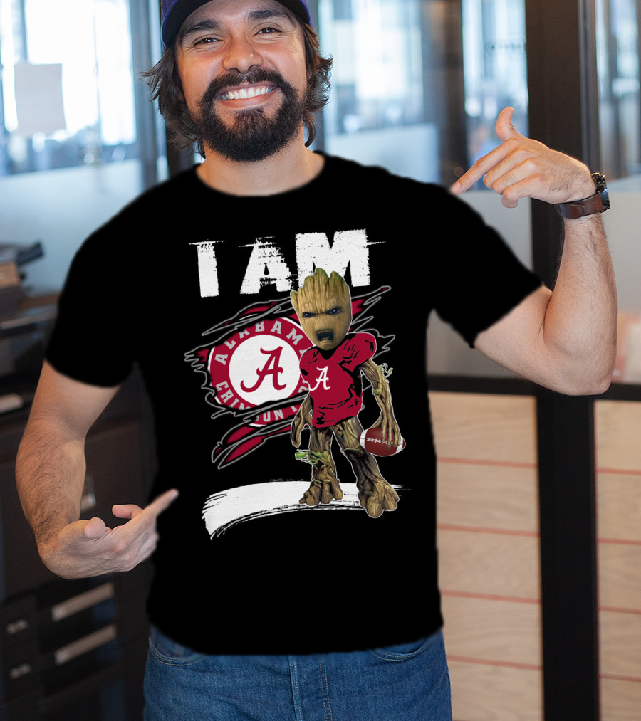 I Am Alabama Crimson Tide Football Fan Groot T-Shirt