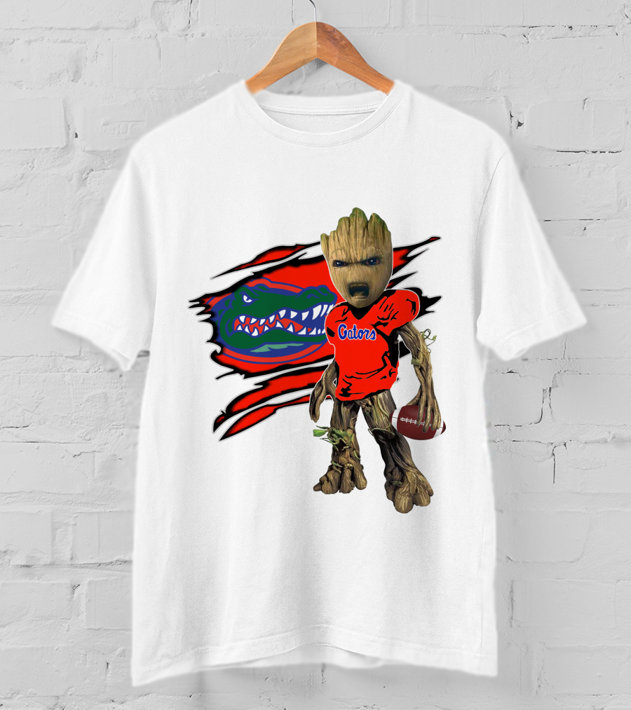 I Am Gators Fan's Football Groot With Alligator T-Shirt