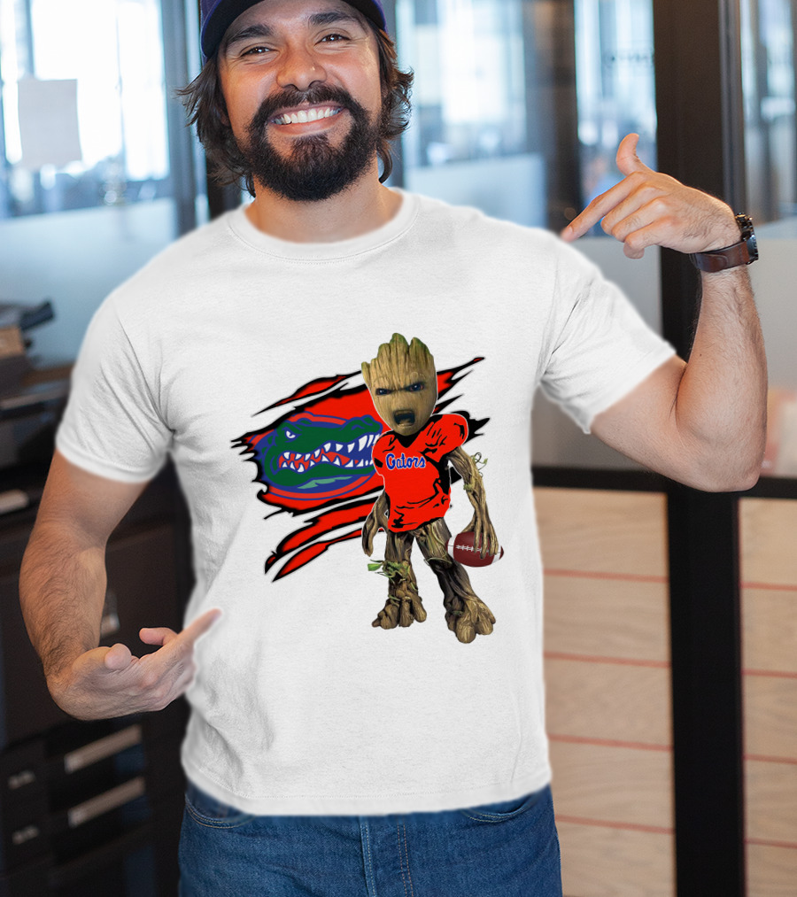 I Am Gators Fan's Football Groot With Alligator T-Shirt