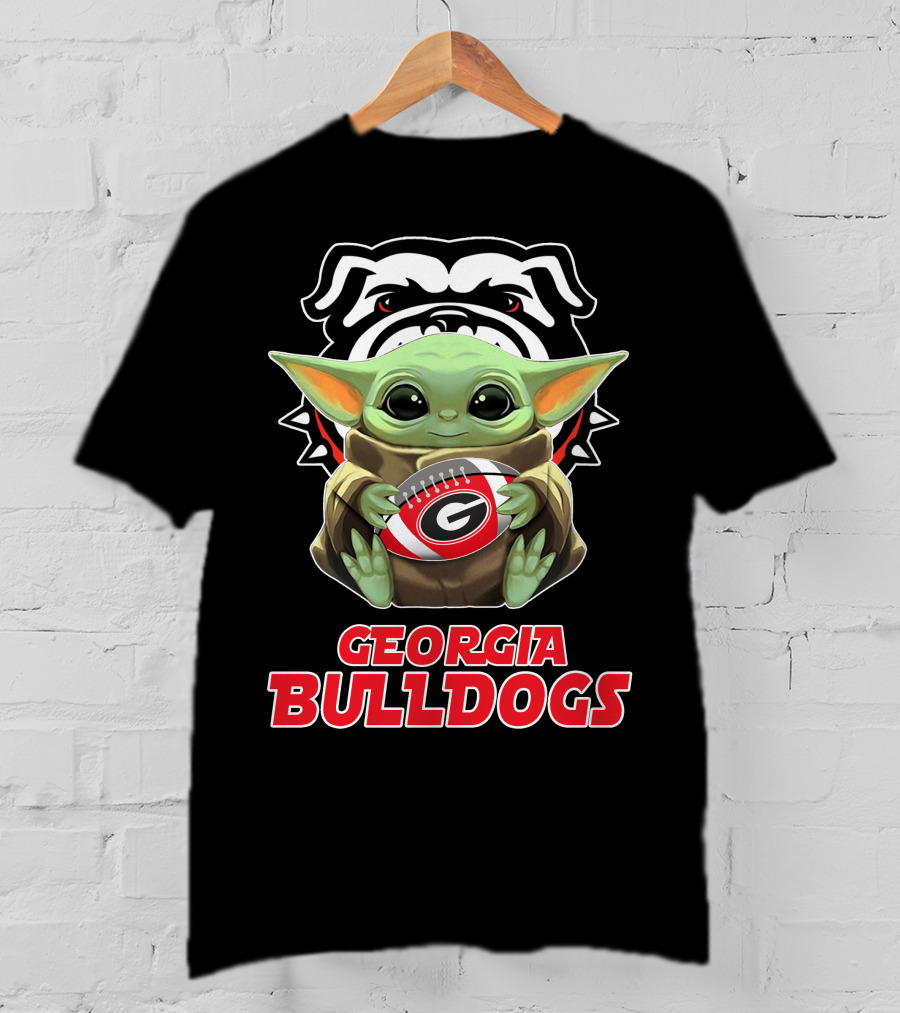 Georgia Bulldogs Baby Yoda Fan Football T-Shirt