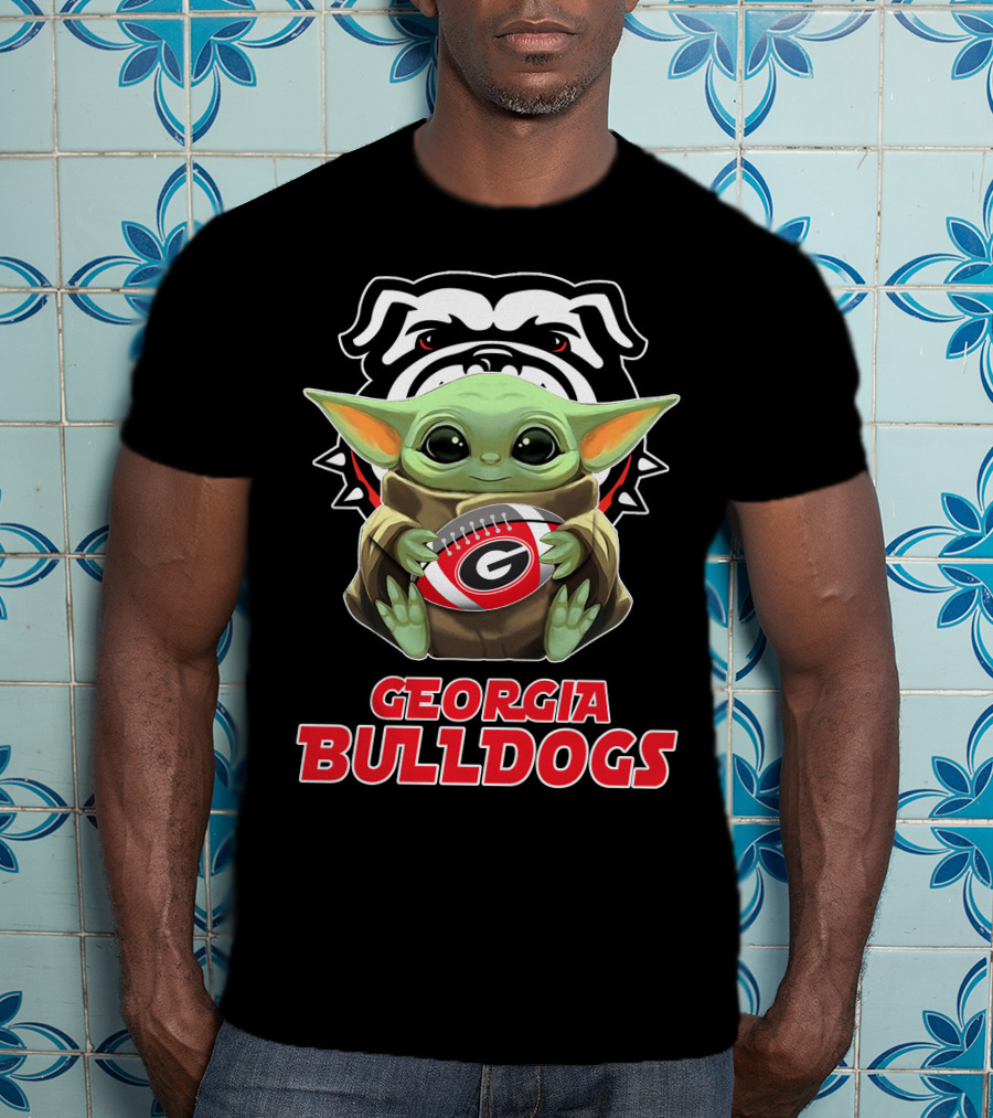 Georgia Bulldogs Baby Yoda Fan Football T-Shirt