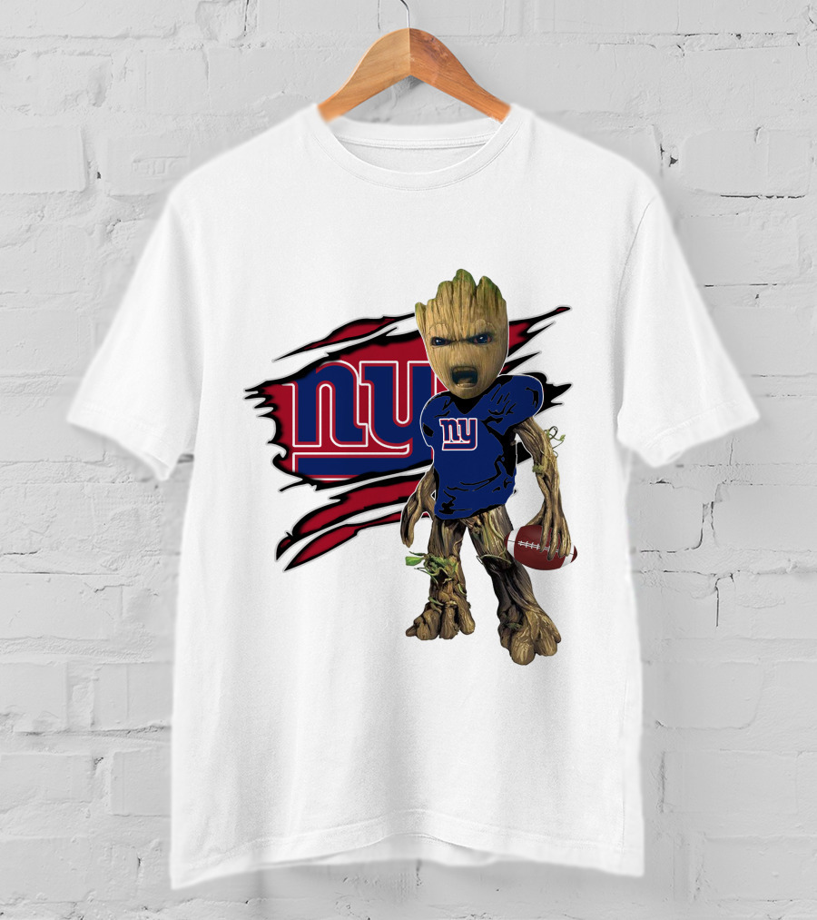 I Am Groot New York Giants Football Fan Mashup T-Shirt
