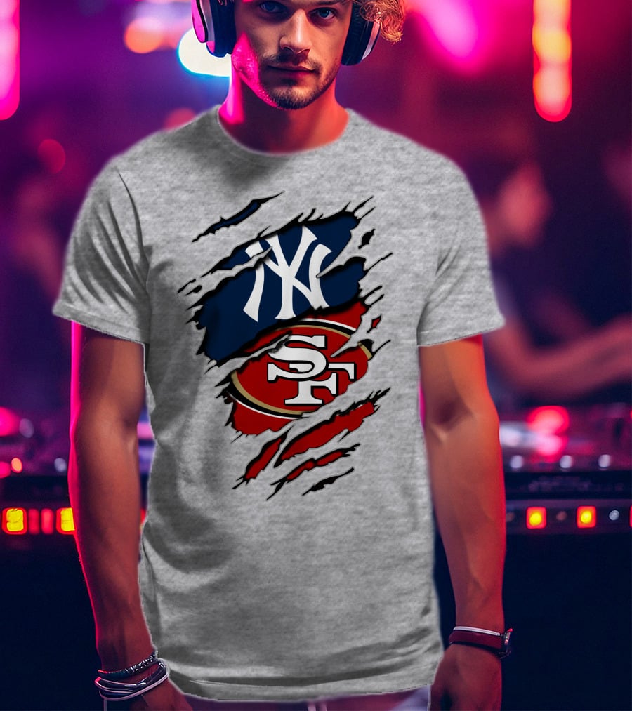 Yankees 49Ers NY SF Sports Logo Mashup T-Shirt