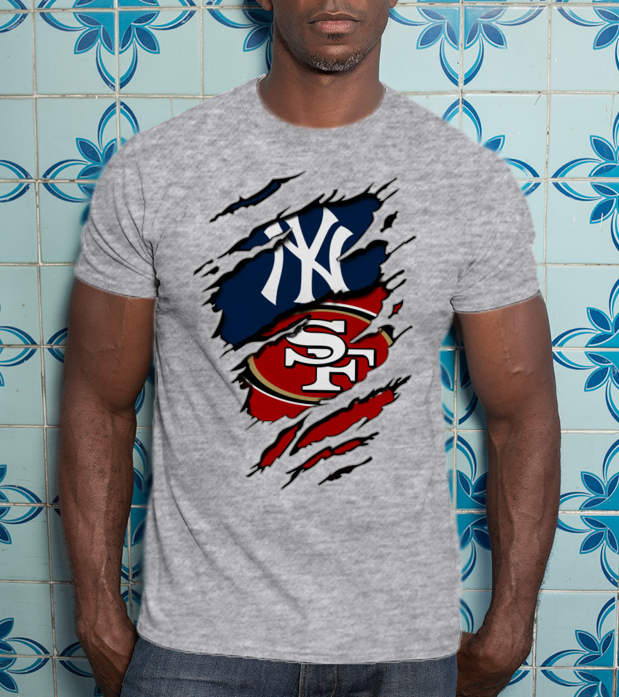 Yankees 49Ers NY SF Sports Logo Mashup T-Shirt