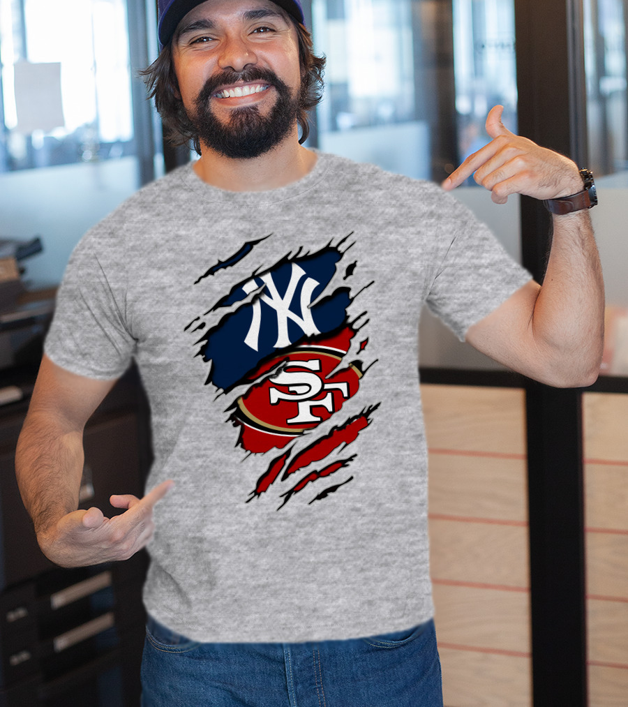 Yankees 49Ers NY SF Sports Logo Mashup T-Shirt