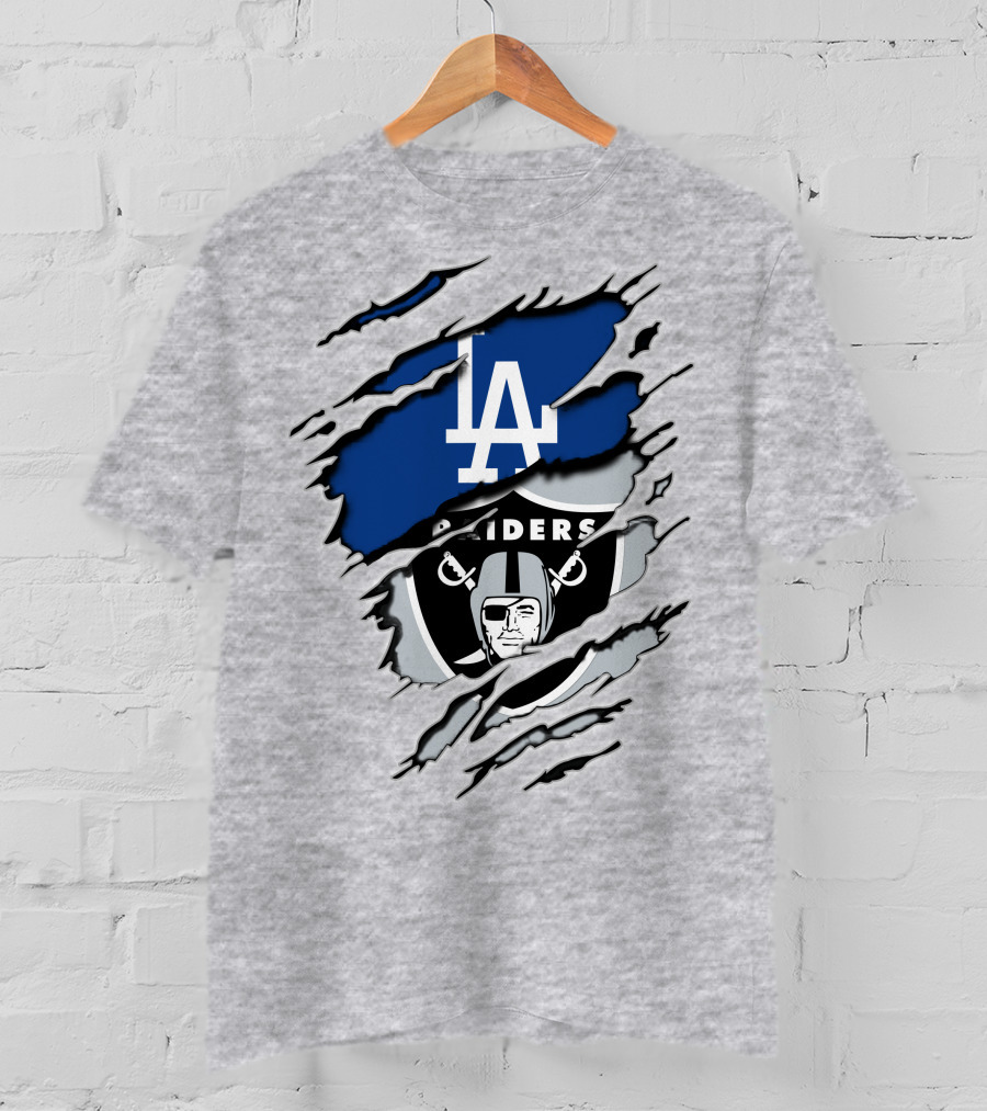 LA Dodgers Raiders Dual Logo Crossover T-Shirt