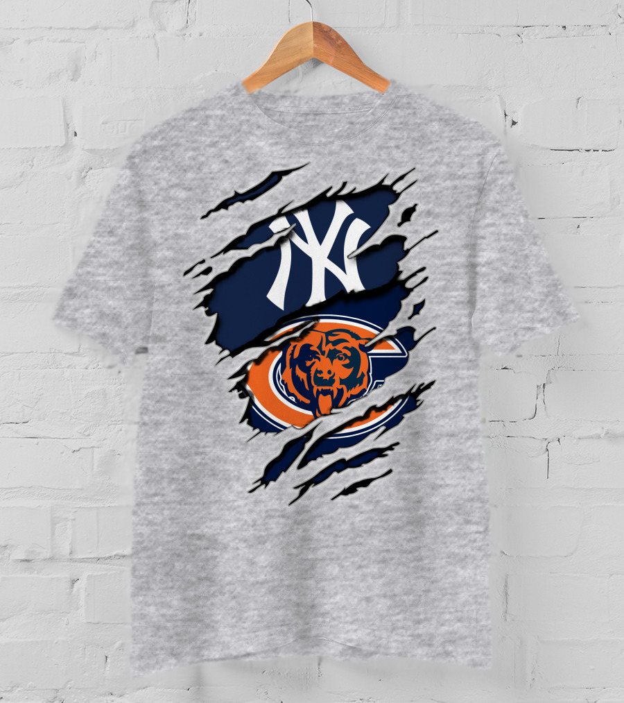 Yankees Logo And Chicago Bears Emblem Combination T-Shirt