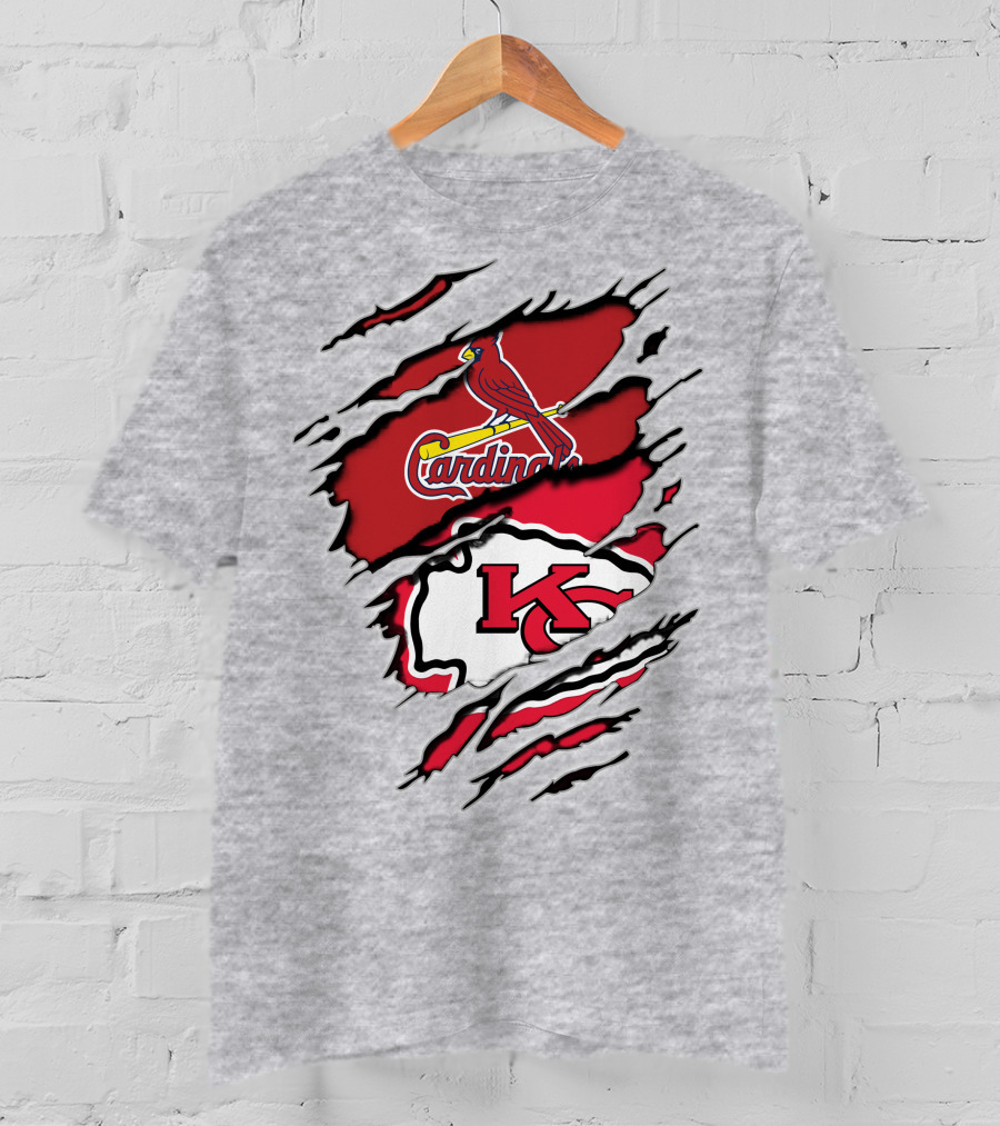 Chiefs Kc Cardinals Bird Logo Nfl Mlb Crossover T-Shirt